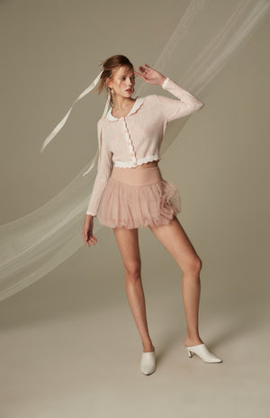 SK010PKHL24_pinky tulle balloon skirt