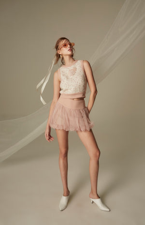 SK010PKHL24_pinky tulle balloon skirt