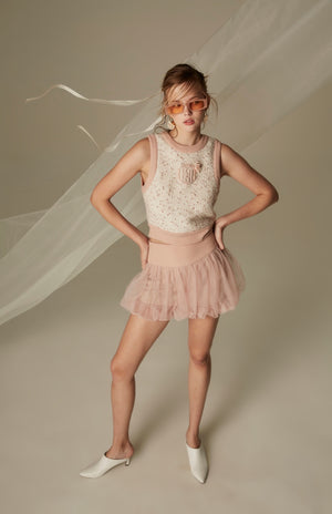 SK010PKHL24_pinky tulle balloon skirt