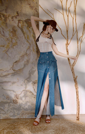 SK001JEFA24_Maxi Jean Skirt