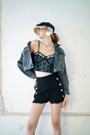 JK001GYHL24_Thea by Thara Cropped Jean Jacket