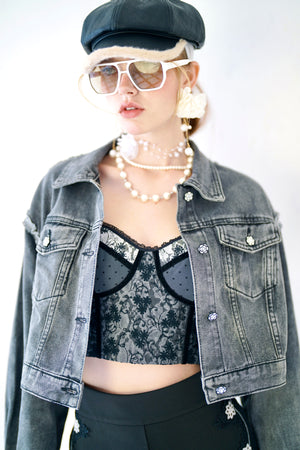 JK001GYHL24_Thea by Thara Cropped Jean Jacket