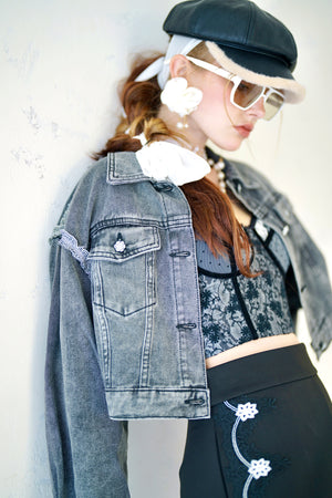 JK001GYHL24_Thea by Thara Cropped Jean Jacket